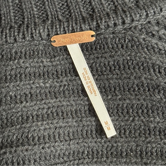 Free People MEDIUM Black Marlie Deep V Fringed Pullover Sweater - Picture 9 of 12